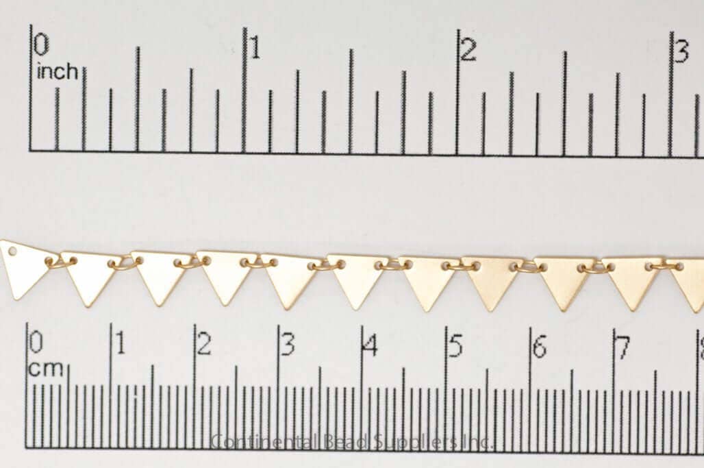 Continental Beads - Wholesale Craft Supplies - 7.25mm Solid Triangle Pennant Drop Specialty Chain Sold by The Foot - CH 9048