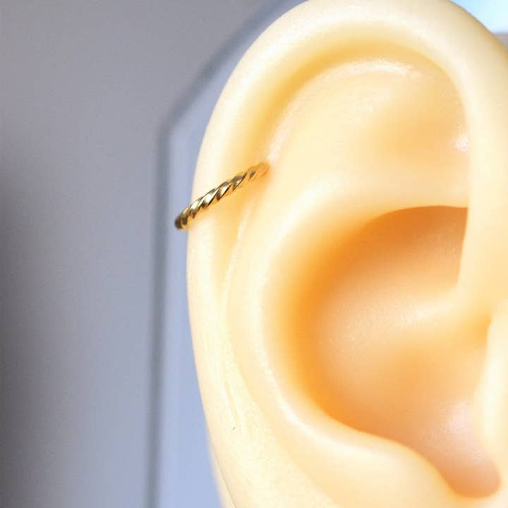 StockJWL - Wholesale Single Earring - Twisted Earrings Spiral Piercing Spiral Earrings Helix Ring Crimped Steel for Tragus, Helix, Cartilage, and Lobe Gold and Silver4