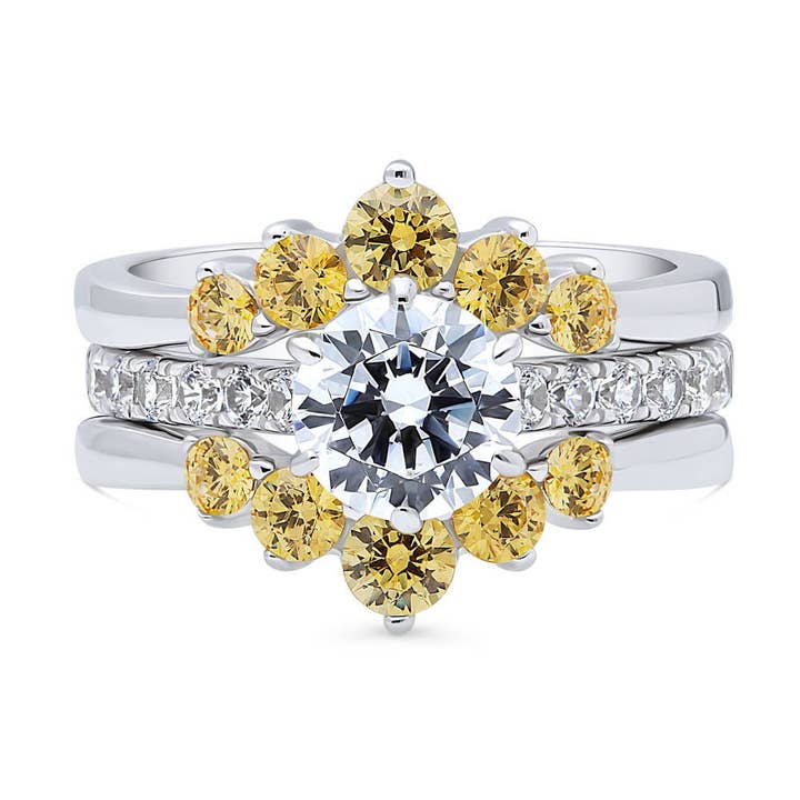 BERRICLE sølv 5-sten CZ vielsesforlovelsesring sæt for engroshandel hos BERRICLE