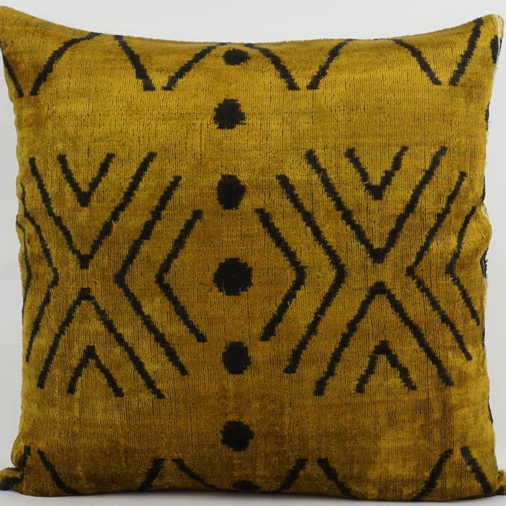 HANDMADE- IKAT SILK/VELVET PILLOWCASE 20"x20" for wholesale by MD Home