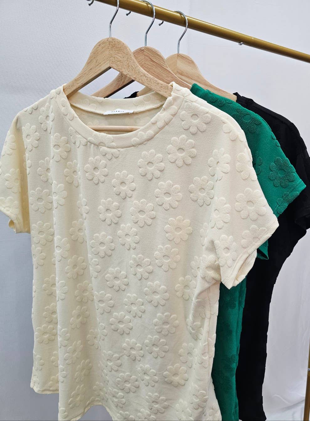 Fuchsia TA2216 TEXTURED FLORAL PATTERN TOP for wholesale on Faire14