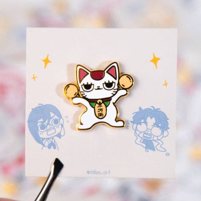 MikouArt - Wholesale Lapel pin/button - Lucky Cat holding balls Enamel Pin | "Granny" Anime Inspired | Mikou Art
