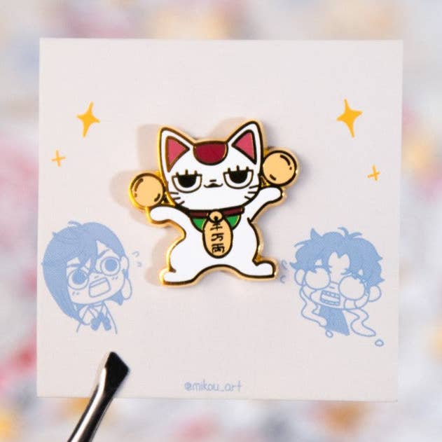 MikouArt - Wholesale Lapel pin/button - Lucky Cat holding balls Enamel Pin | "Granny" Anime Inspired | Mikou Art0