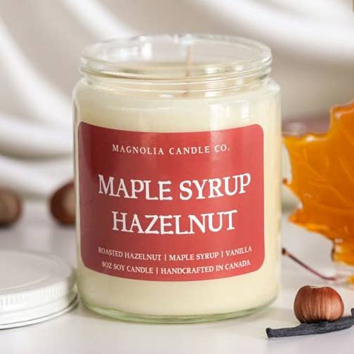 Magnolia Candle Company - Vendita all'ingrosso Candela in vasetto - Sciroppo d'Acero e Nocciola - Candela Estate | Primavera 8oz0