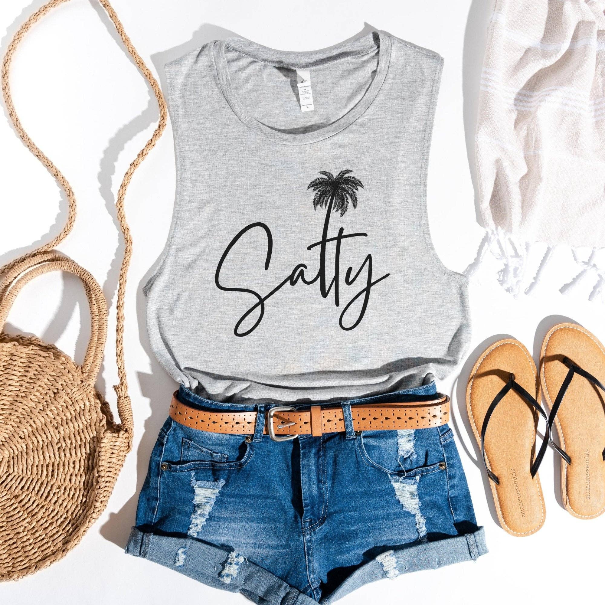 Trendznmore - Modern Graphic Apparel - Wholesale Tank Top - Women's - Salty Beach Bella Canvas Muscle Tank Top3