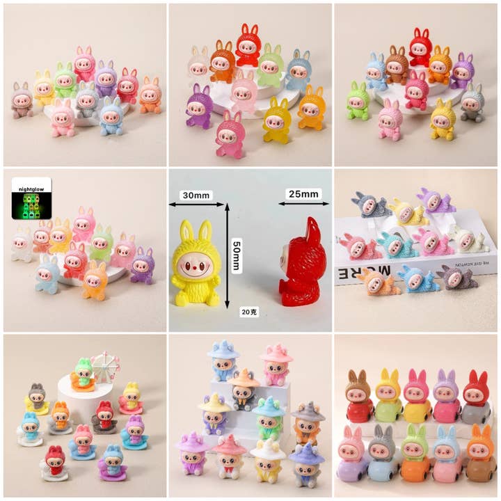 Labubu Flocked Glow-in-the-Dark Mini Figurine Car Decoration DIY Collectible Toy Accessory and other Purchase Wholesale glow in the dark toys. Free Returns & Net 60 Terms on Faire trending on Faire.