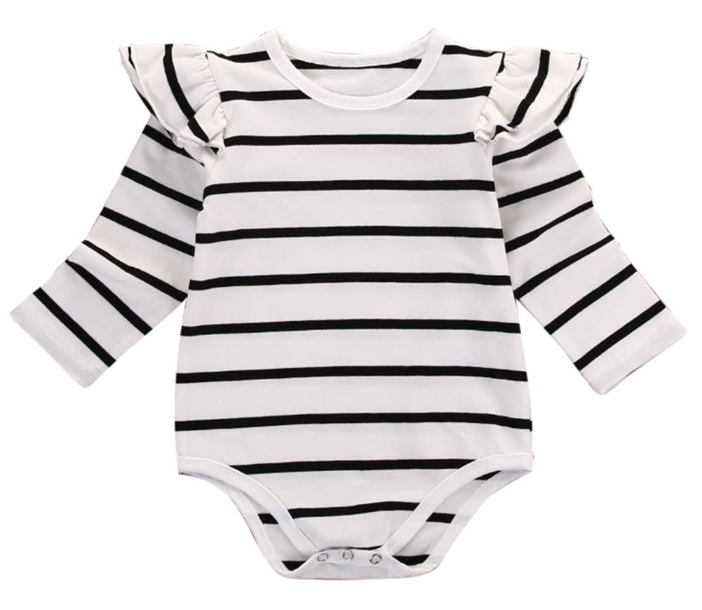 Fennco Styles - Wholesale Bodysuit (Non-Footed) - Baby - Black Stripes White Baby Bodysuit0