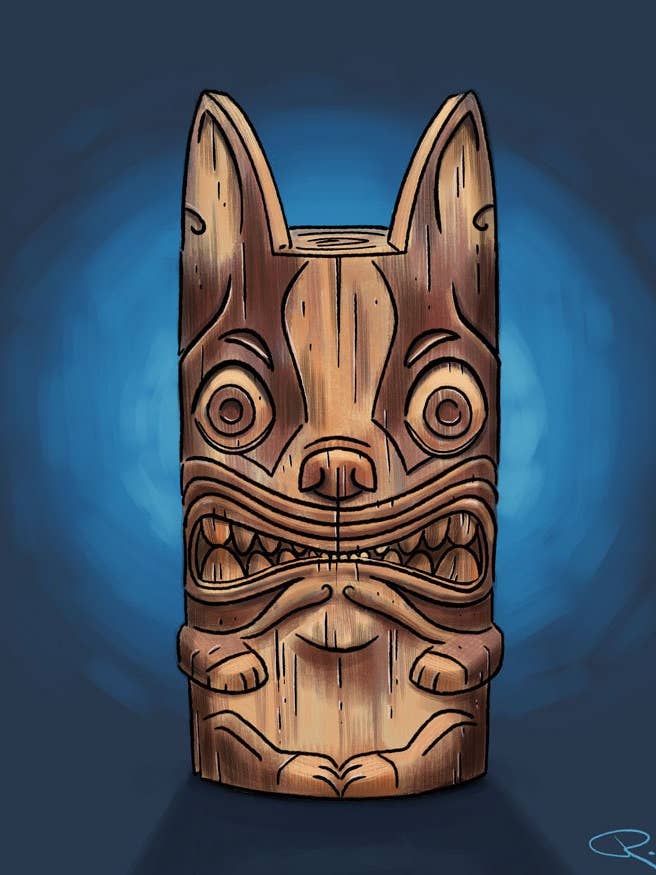 Boston Terrier-cadeaus, B-Tiki voor wholesale door Brian Rubenacker studios