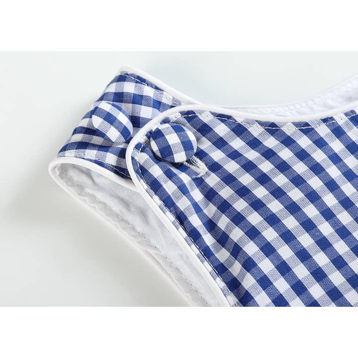 Lil Cactus - Wholesale Bodysuit (Non-Footed) - Baby - Classic Dark Blue Gingham Baby Bubble Romper