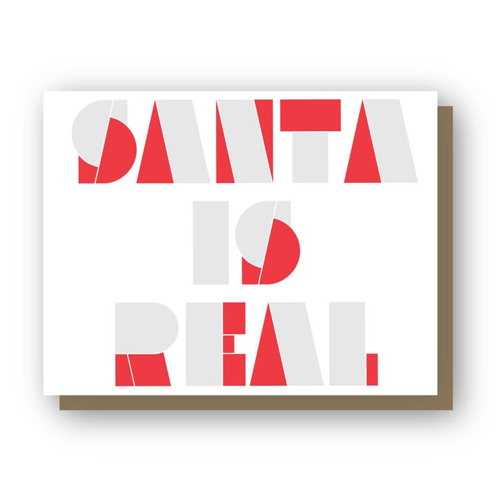 De kerstman is echt, wenskaart in boekdruk voor wholesale door Wishbone Letterpress