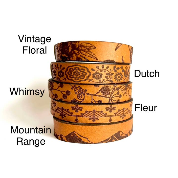 New Market Farmhouse - Wholesale Bangle Bracelet - Design Leather Snap Bracelet - Engraved Leather Cuff5