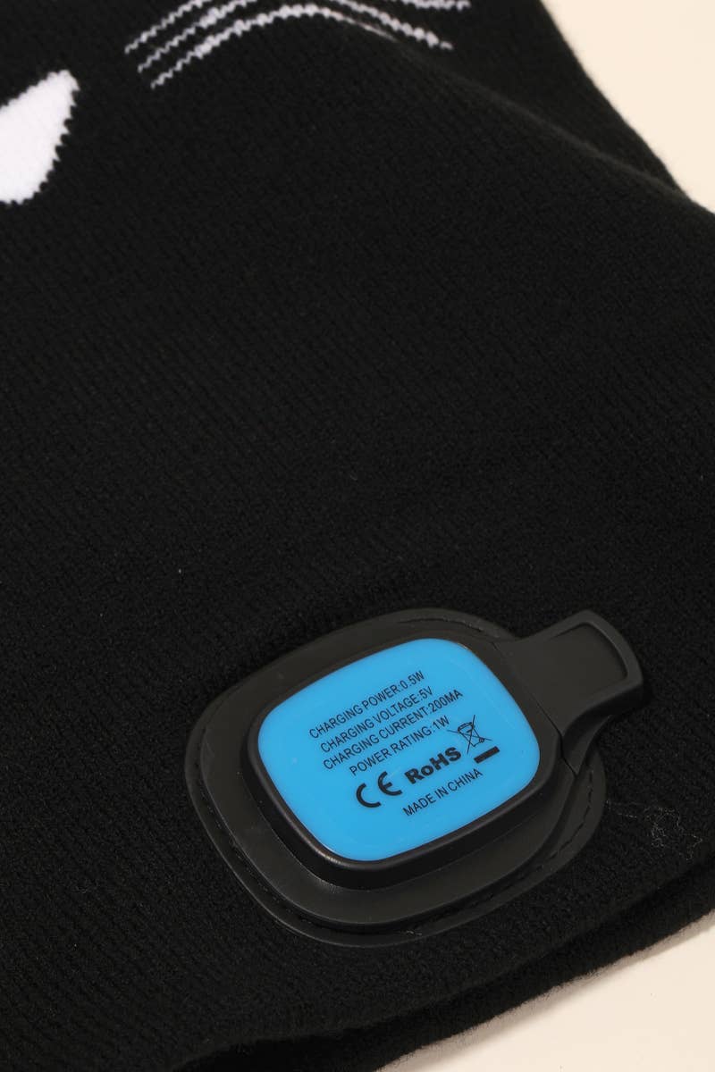 BLACK Head Torch Cat Ears Beanie for wholesale on Faire2