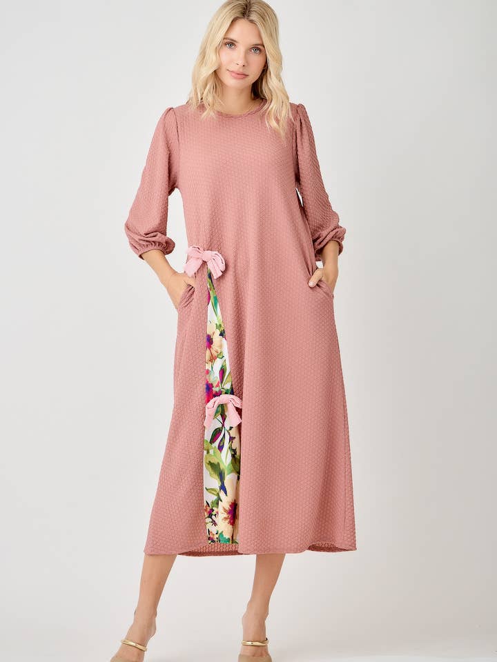 Celeste Clothing - Wholesale Dress - Women's - WOMEN'S MODEST SIDE BOW DRESS WITH PUFF SLEEVES AND POCKETS15
