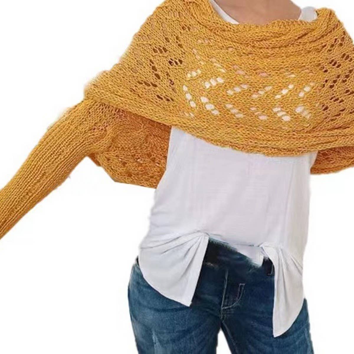 NINEXIS - Vente Écharpe – femme - CWASC1793_ÉCHARPE CREUSE TORSADÉE À COL CHÂLE À MANCHES LONGUES10