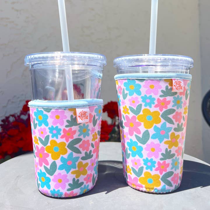 Elle Nicole - Wholesale Drink Huggers & Koozies - Coffee Cup Cover - Sage Bloom - Iced Drink Sleeve