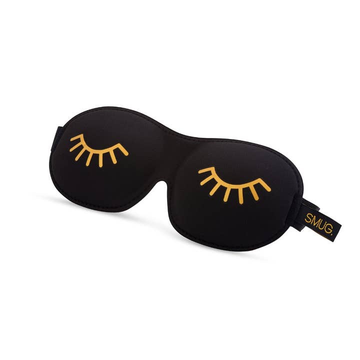 Contoured 3D Blackout Sleep Mask - Wink Print, Black for wholesale by Smug