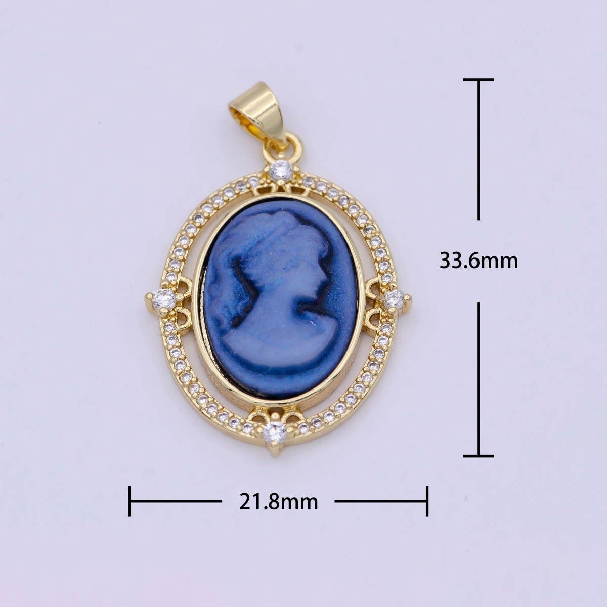 Aim Eternal - Wholesale Individual Charm/Pendant - 24K Gold Filled Micro Paved CZ Blue Pink Green Agate Women's Portrait Italian Cameo Victorian Vintage Pendant N-616 N-617 N-6186