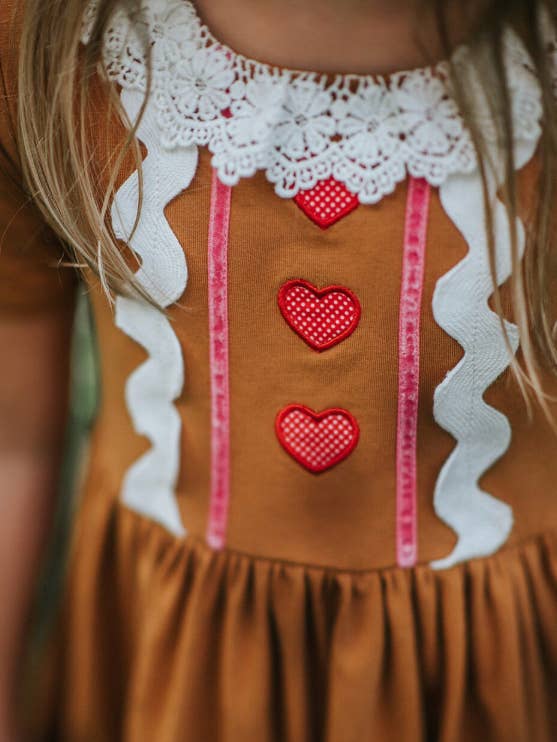 Only Little Once - Wholesale Dress - Kids - Girls Gingerbread Twirl Dress2
