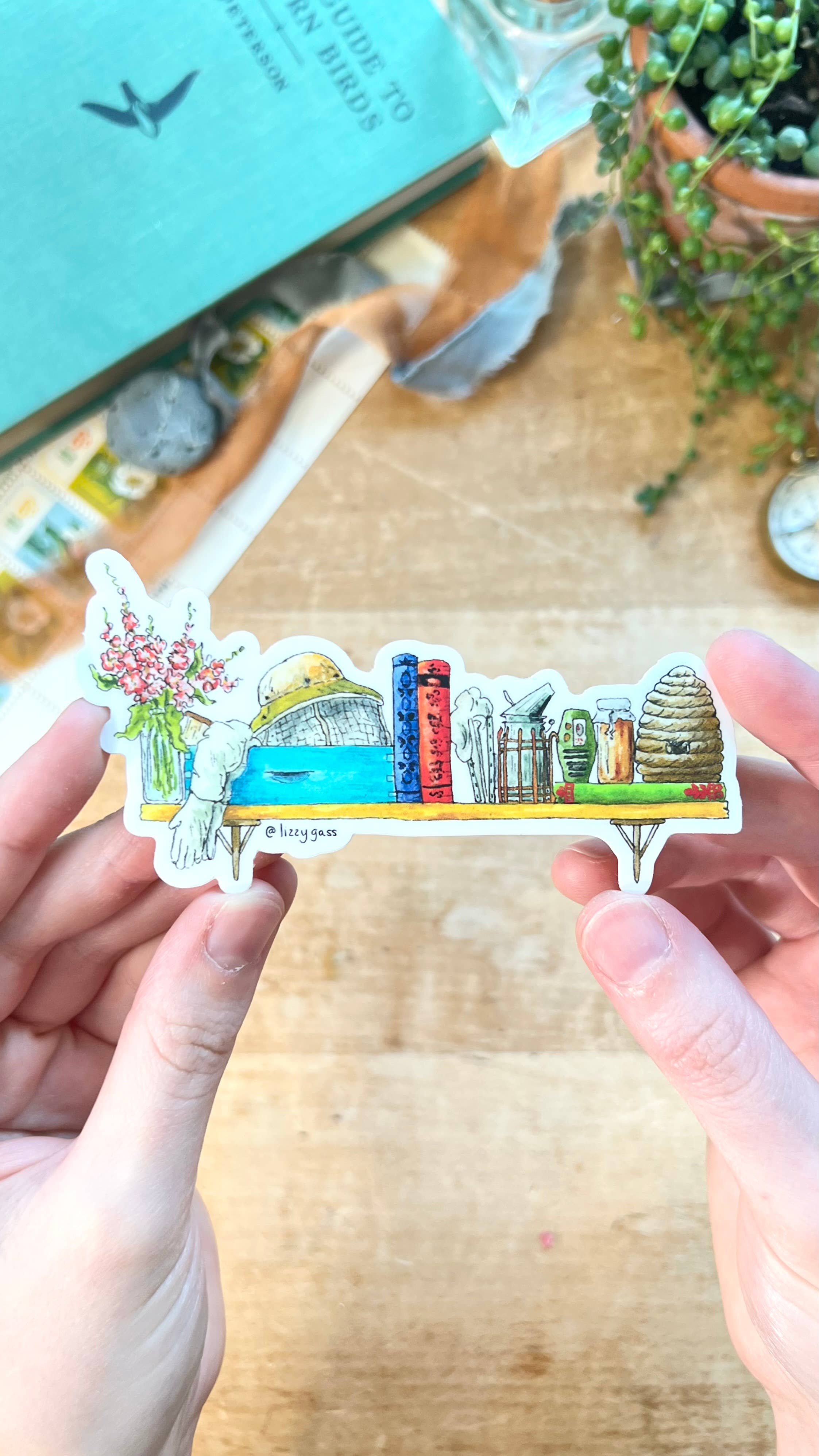 Lizzy Gass - Wholesale Sticker - The Beekeeper's Shelf Sticker1