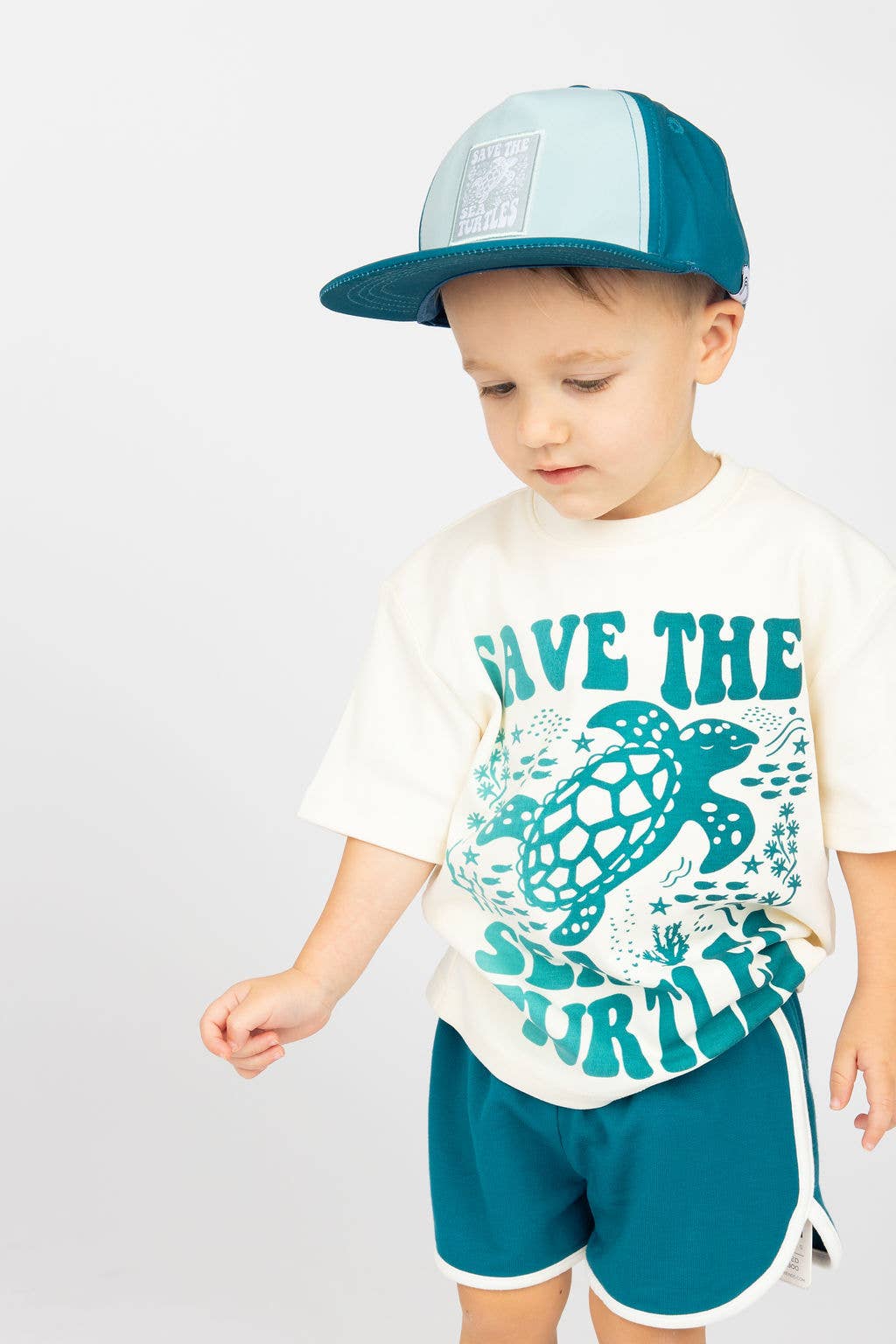 Bleu/Multi Casquette Snapback Save the Sea Turtles Conservation pour enfants et bébés en vente sur Faire4