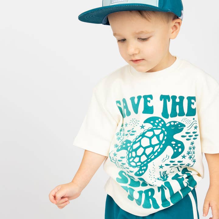 Bleu/Multi Casquette Snapback Save the Sea Turtles Conservation pour enfants et bébés en vente sur Faire4