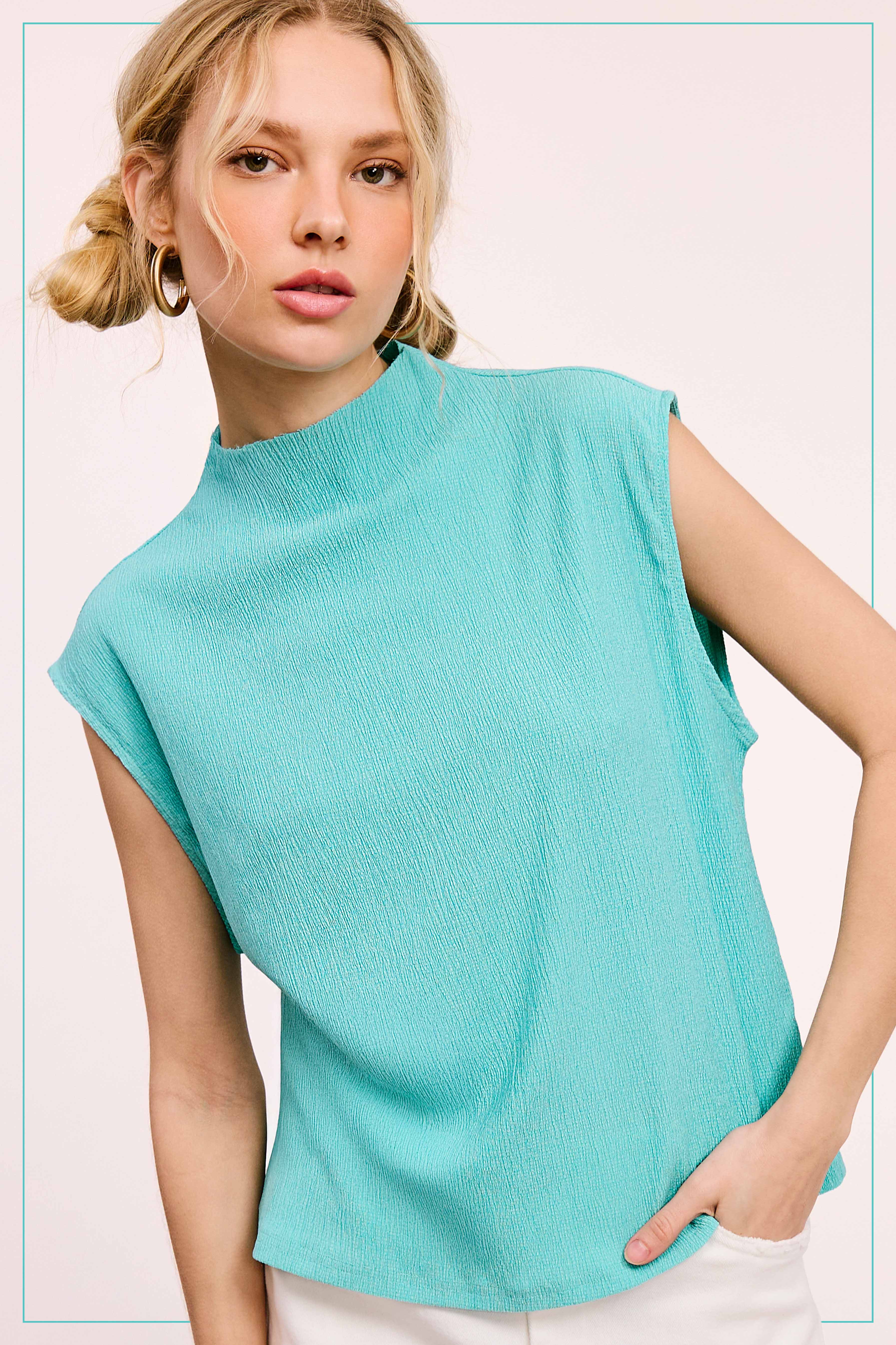 La Miel – Engroshandel Tanktop – Kvinder – HCT7705-elastisk krøllet stof ærmeløs top16