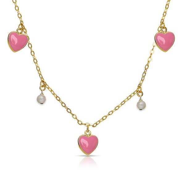 Heart And Pearl Charms Necklace for wholesale by Lily Nily
