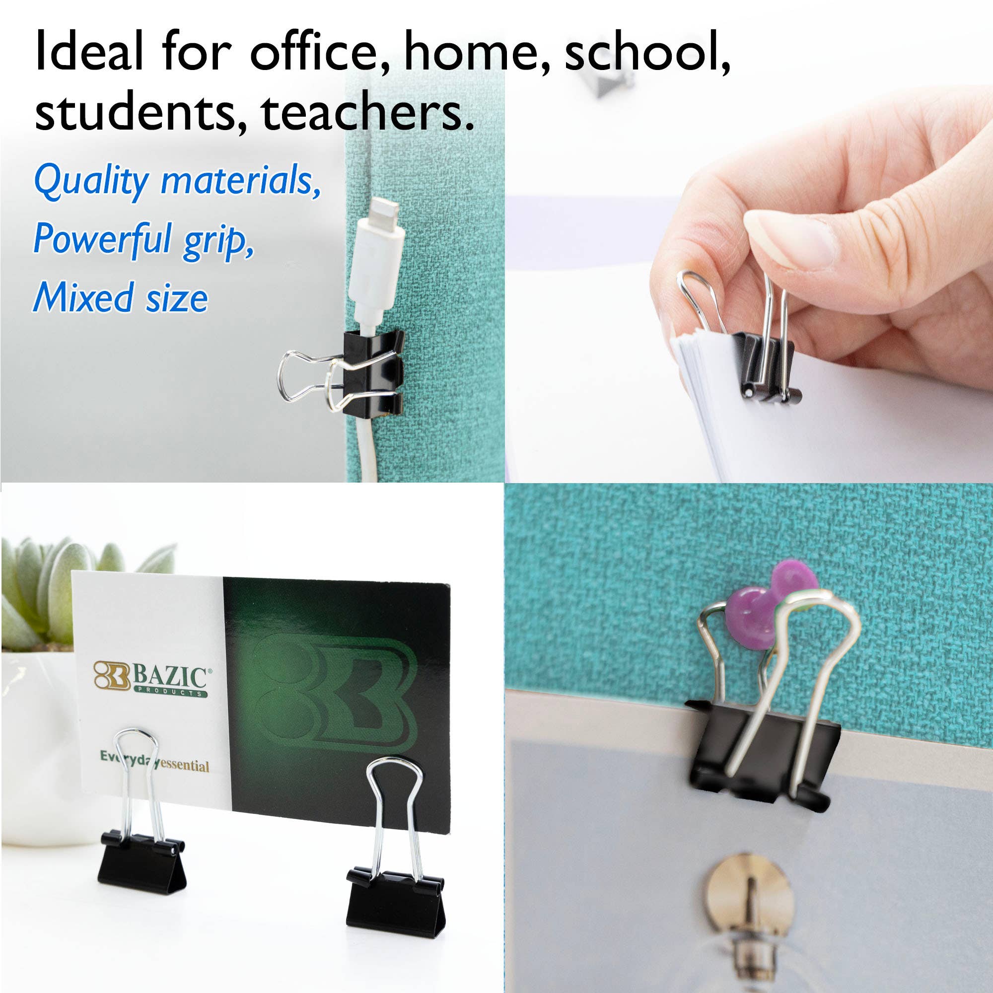 BAZIC Products - Wholesale Binderclip - Small 3/4" (19mm) Black Binder Clip (20/Pack)6