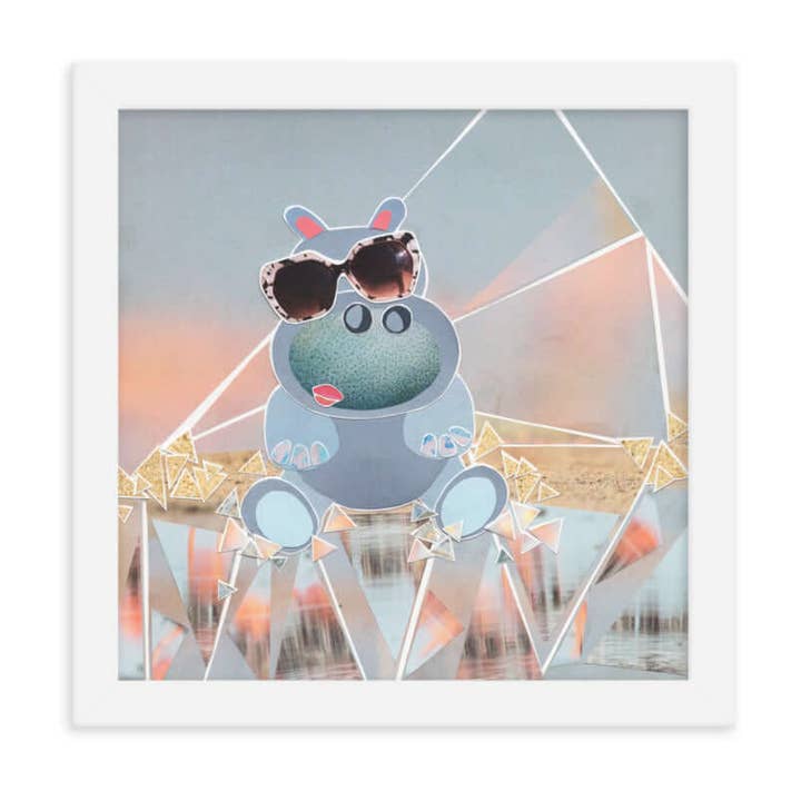 Stampa d'Arte Incorniciata Collage Ippopotamo Hip Hop per la Cameretta per la vendita all'ingrosso da parte di more the merrlier