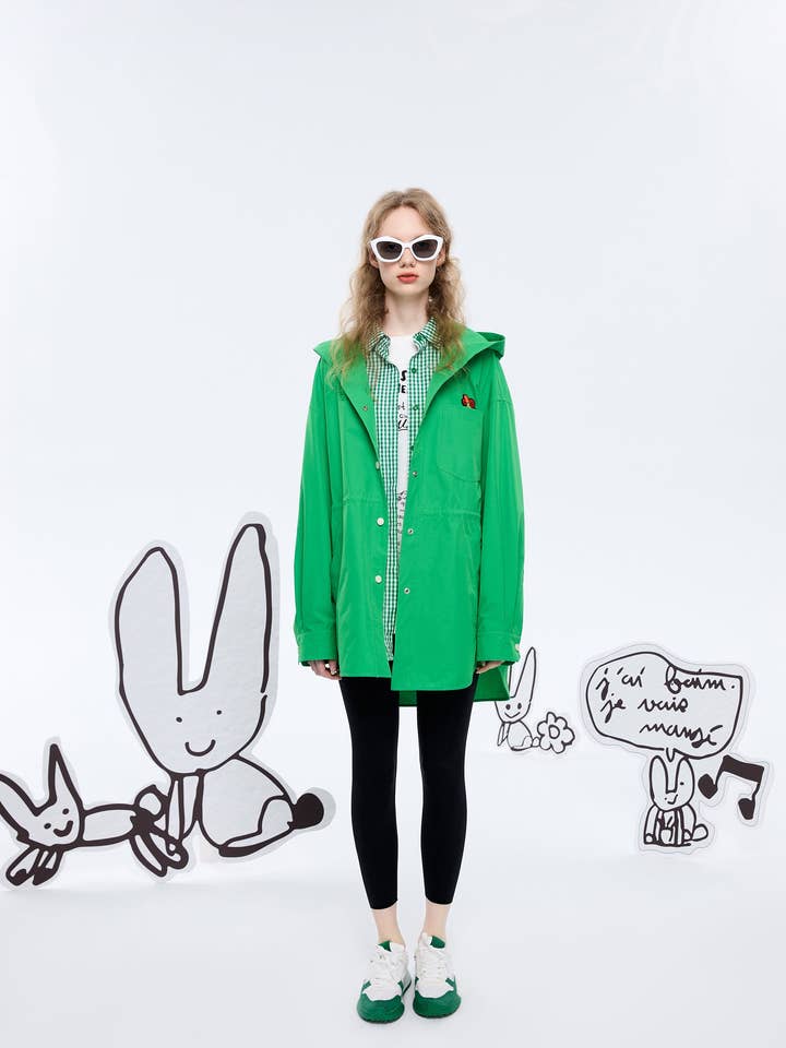 Trench Coat Silhouette Verde Amazonas por atacado de Urlazh