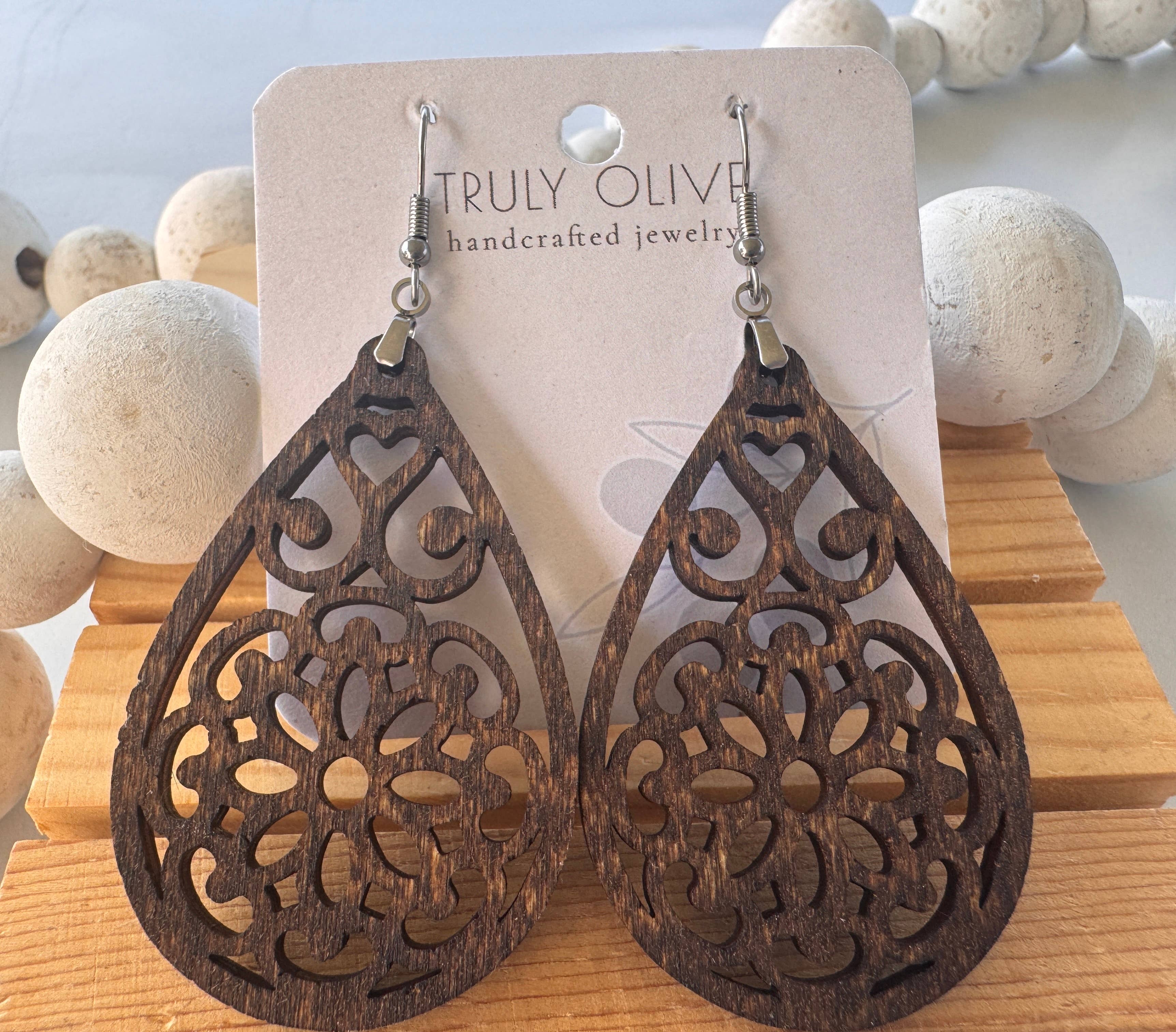 Truly Olive – Brincos de argola por atacado – Brincos em Madeira Natural2