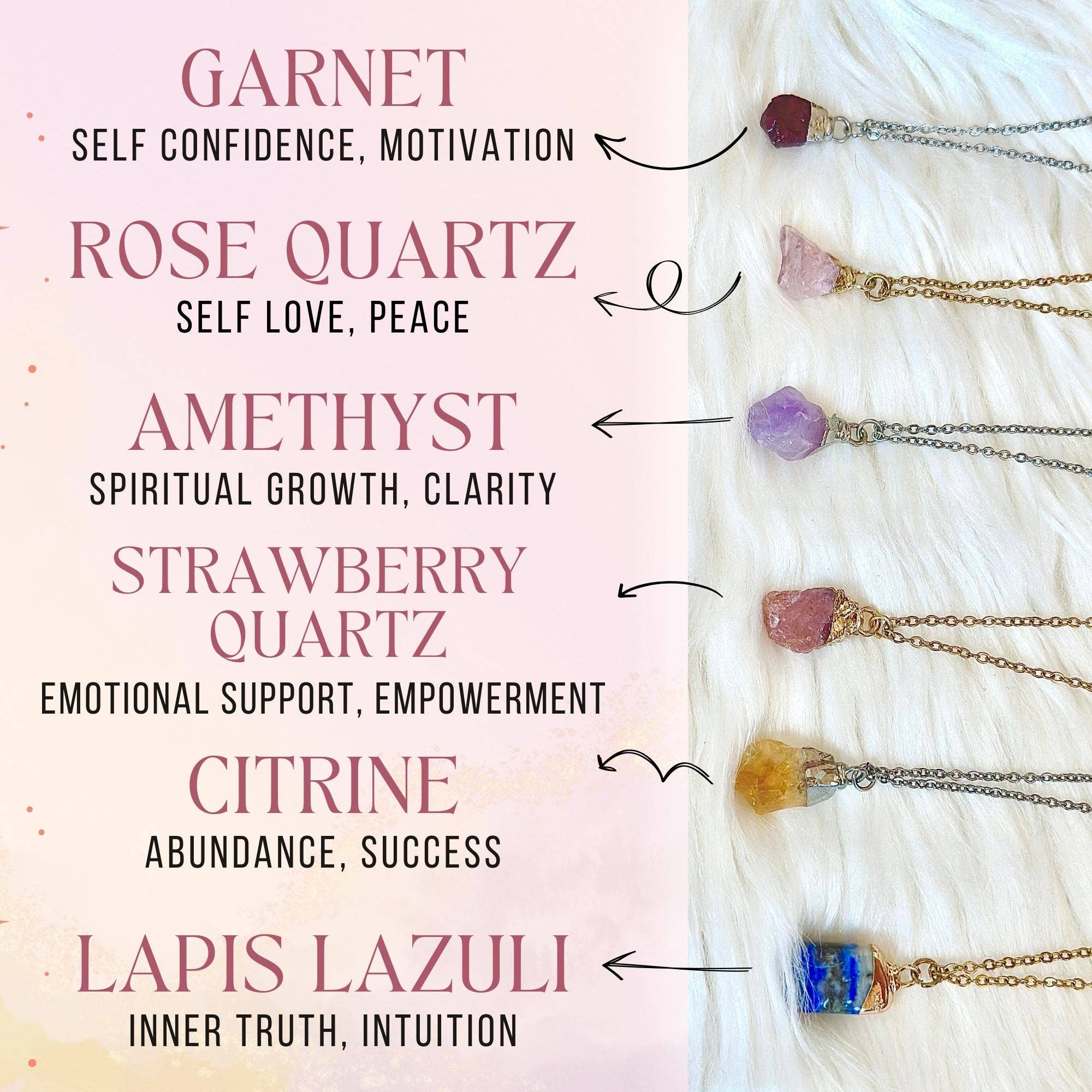 LilAryenne | Jewelry & Suncatchers - Venta al por mayor Collares con colgantes/abalorios - Collar de Cristal en Bruto - Regalo Espiritual de Acero Inoxidable5