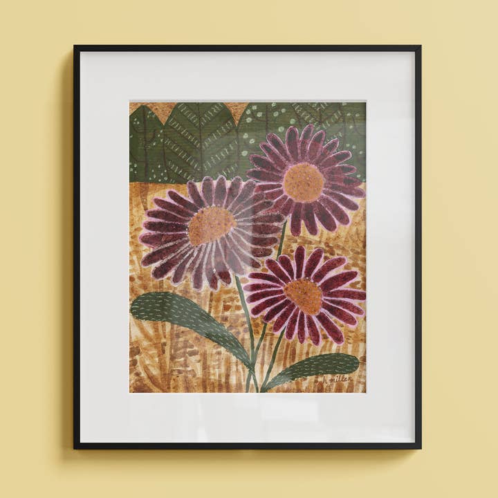 Field of Daises | Art Print | Rural Wall Art & Home Decor for wholesale by H Miller Ink Illustration Art wholesale products