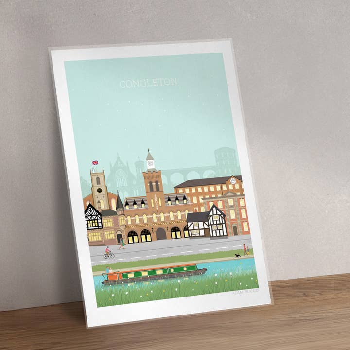 Congleton Art Print for wholesale by Adam Francis Illustrator