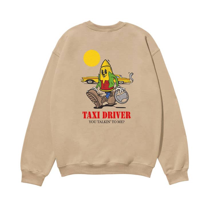 Sweat-shirt en molleton biologique épais Taxi Driver Sable pour la vente par Weekend Concept