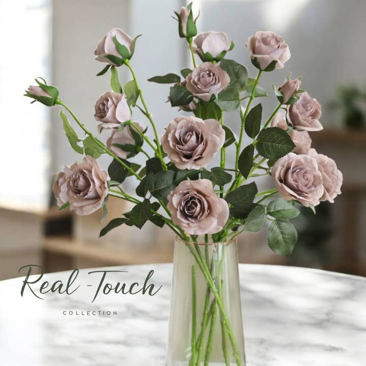 Angel Isabella - Wholesale Artificial Flowers - 29"-Real Touch Artificial Rose Stem-6 blooms
