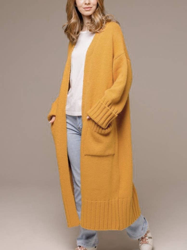 Rosa Clothing - Wholesale Cardigan - Women's - Casual Roll Up Sleeves Baggy Long Knitted Cardigan4