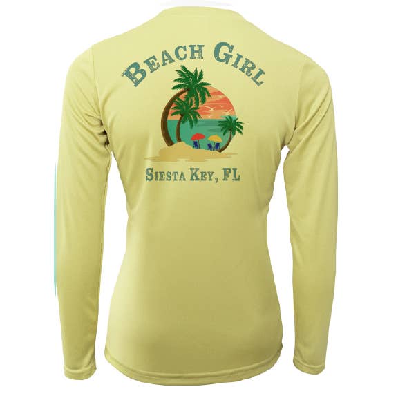 Siesta Key Beach Girl Women's Long Sleeve UPF 50+ Dry-Fit Shirt for wholesale by Saltwater Born