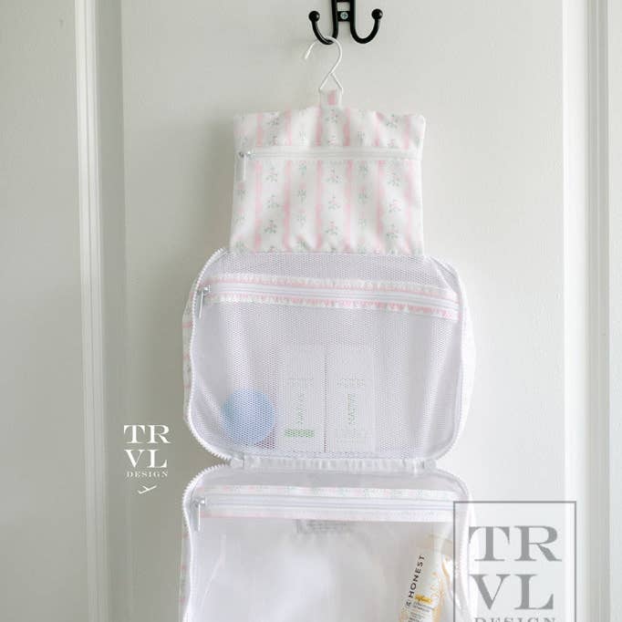 Bundle Up2 Hanging Toiletry Bag - Ribbon Floral Pink for wholesale by TRVL Design