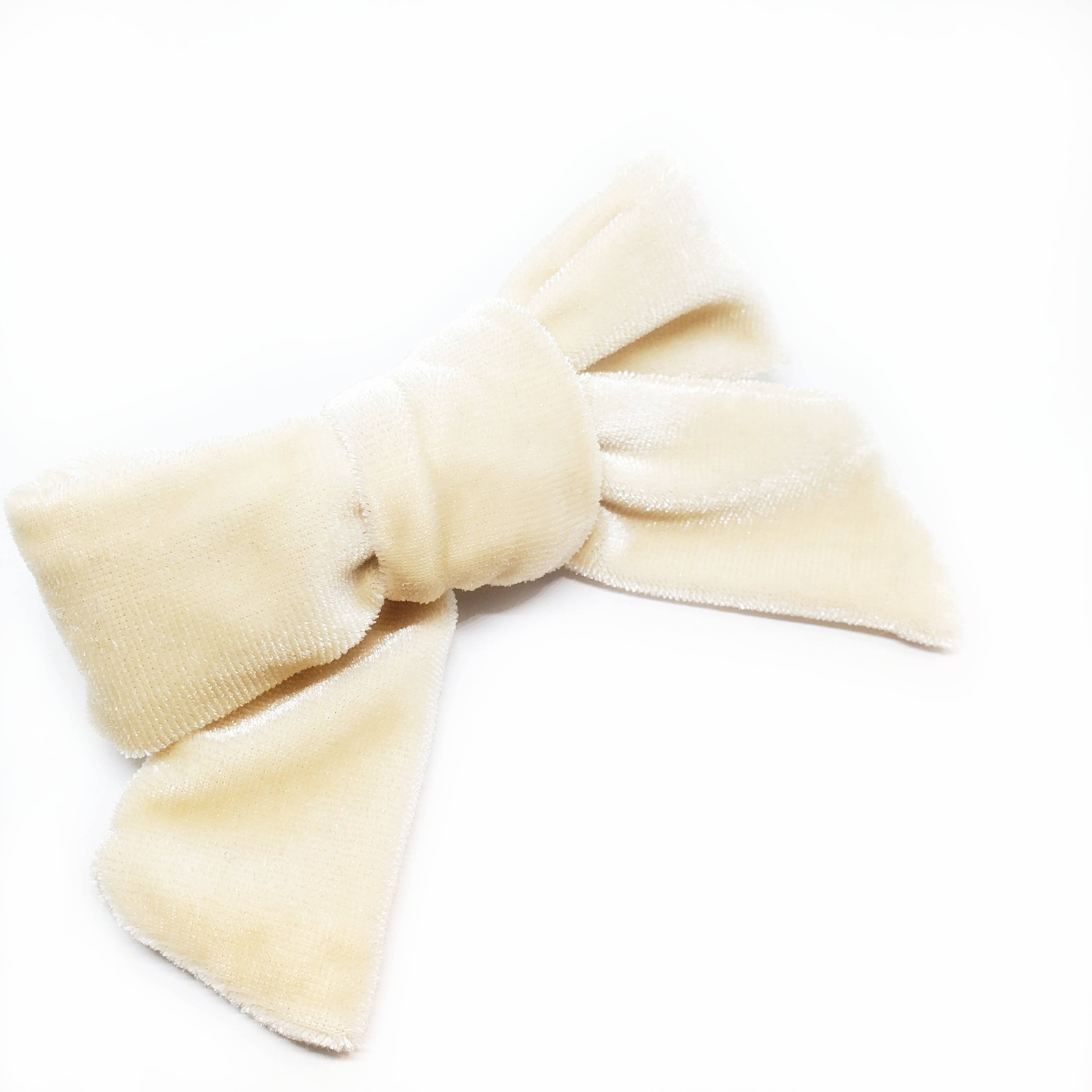 The Tiny Bow Shop - Wholesale Hair Bow - Kids - Cream Velvet Modern Hair Bow1