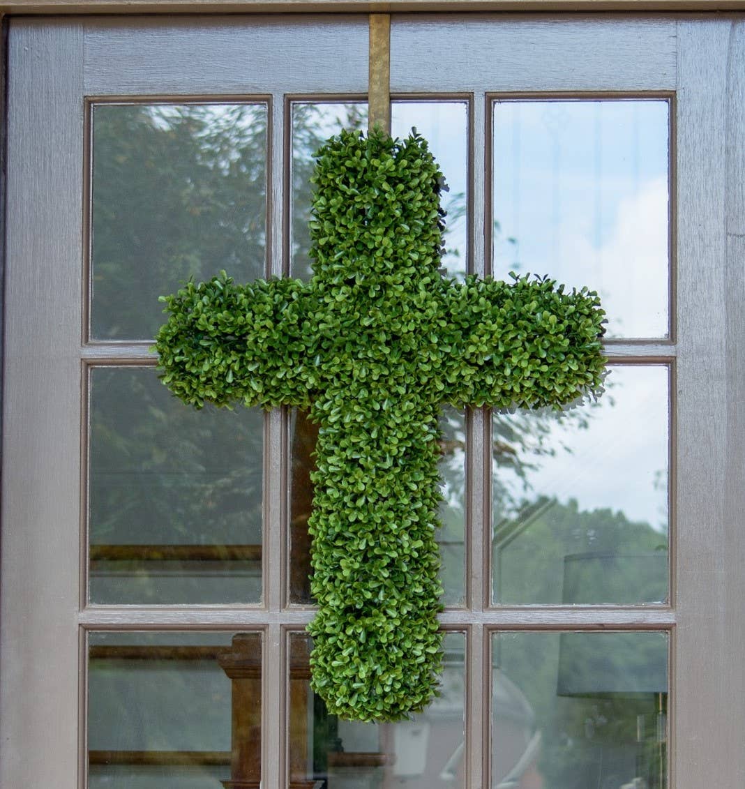 Mills Floral Company - Wholesale Wall Cross - Faux Boxwood Cross 26" X 18"3