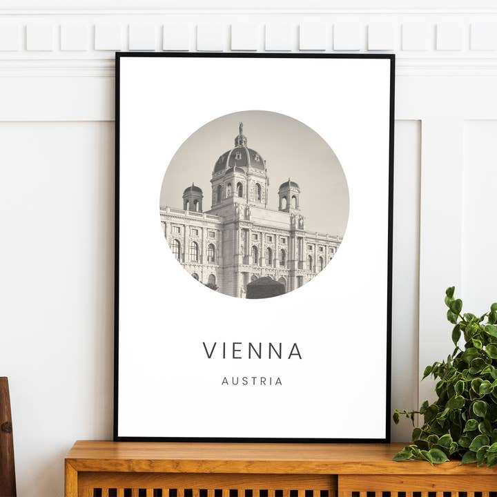 Vienne, Autriche - Art mural minimaliste pour le tourisme de voyage pour la vente par Travelfy.art
