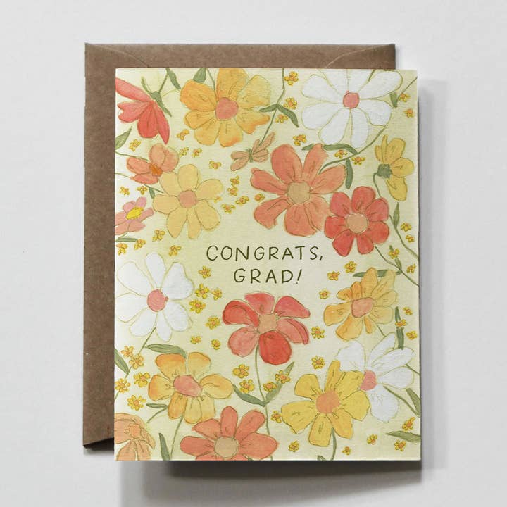 Herzlichen Glückwunsch, Absolvent | Helle Blumen-Cosmos für den Großhandel von everglow handmade