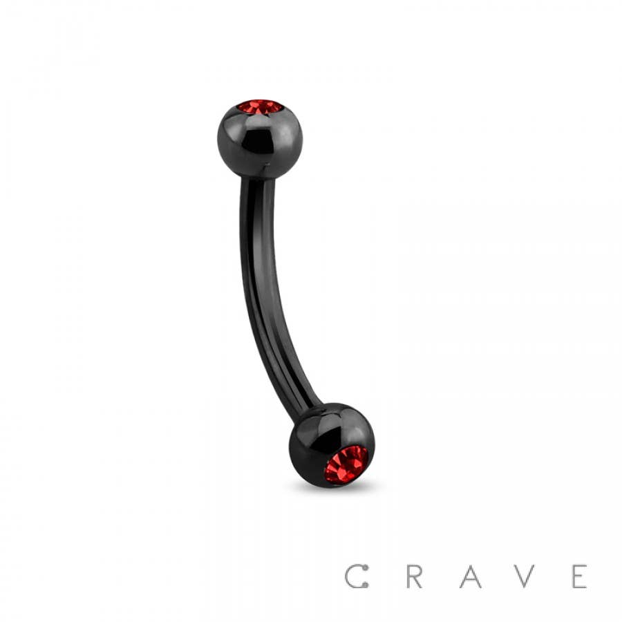 CRAVE - Wholesale Single Earring - BLACK IP OVER 316L SS WITH GEM BALLS (KR)6