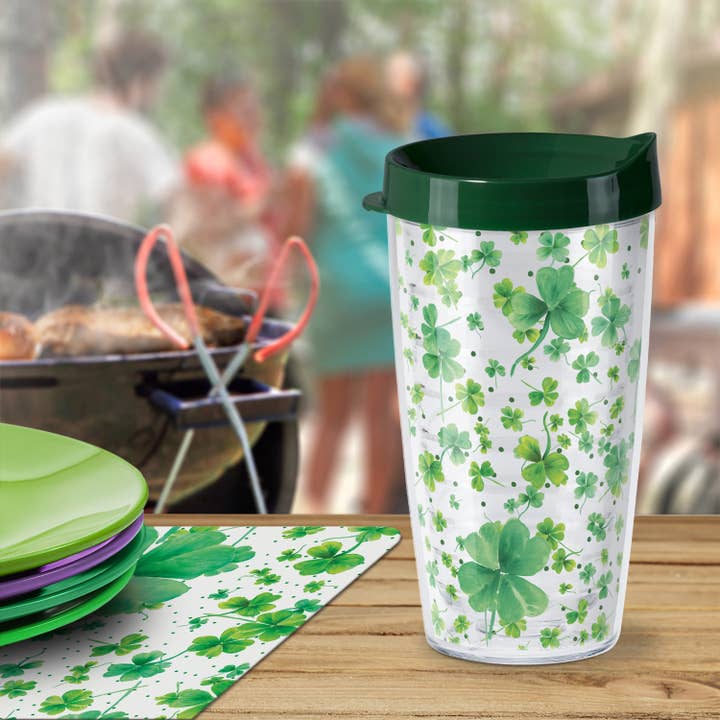 Conimar Promotions - Wholesale Insulated Mug/Tumbler - Shamrocks Insulated Travel Tumbler w/Lid 16 oz. 5