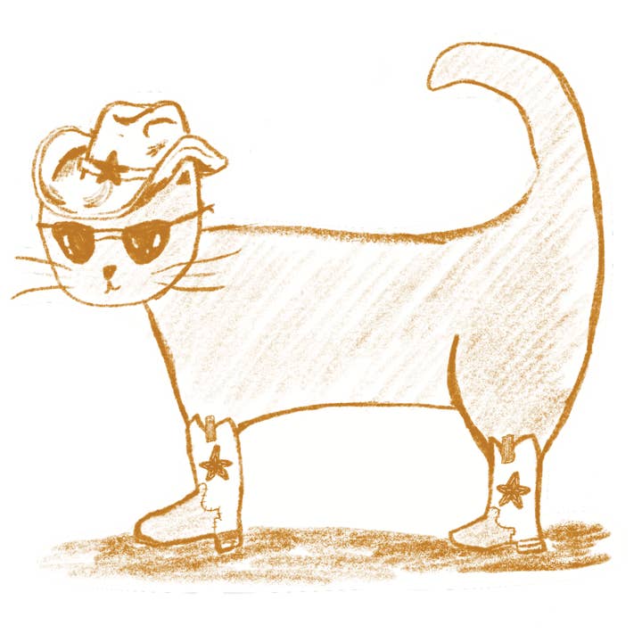 Cowboy kat sticker voor wholesale door Desert Bunni