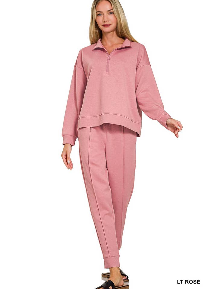 Vanilla Monkey - Wholesale Lounge Set - Women's - Scuba Half Zip Pullover And Jogger Set9