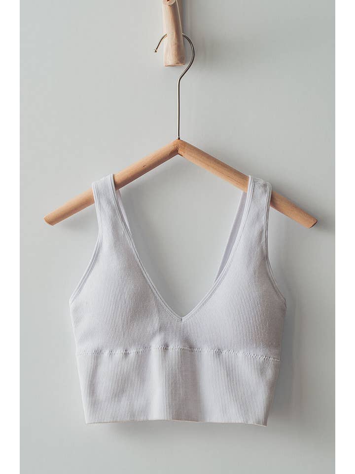 Urban Daizy - Wholesale Bralette - Women's - Mineral Wash V-Neck Rib Knit Bralette Top2
