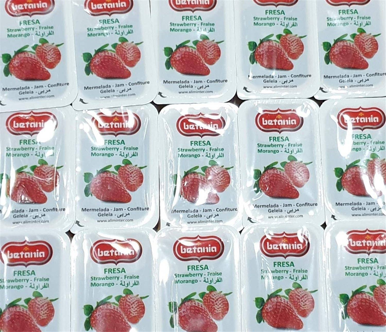 Alminter – Großhandel Marmelade/Gelee – Erdbeermarmelade 20 g, Tablett mit 108 Portionen2