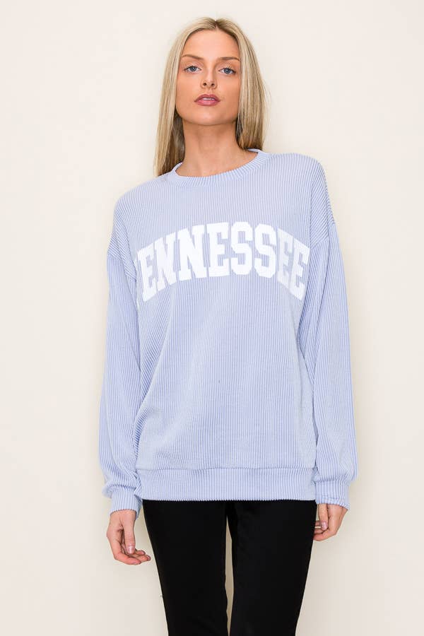 Tres Bien, Inc – wholesale Graphic sweatshirt – Women’s – "TENNESSEE" RIBBED GRAPHIC L/S SWEATSHIRT13